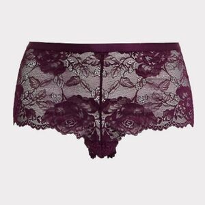 3 for $30 Panty Sale  GRAPE PURPLE LACE LATTICE CHEEKY SHORT -2X 0102